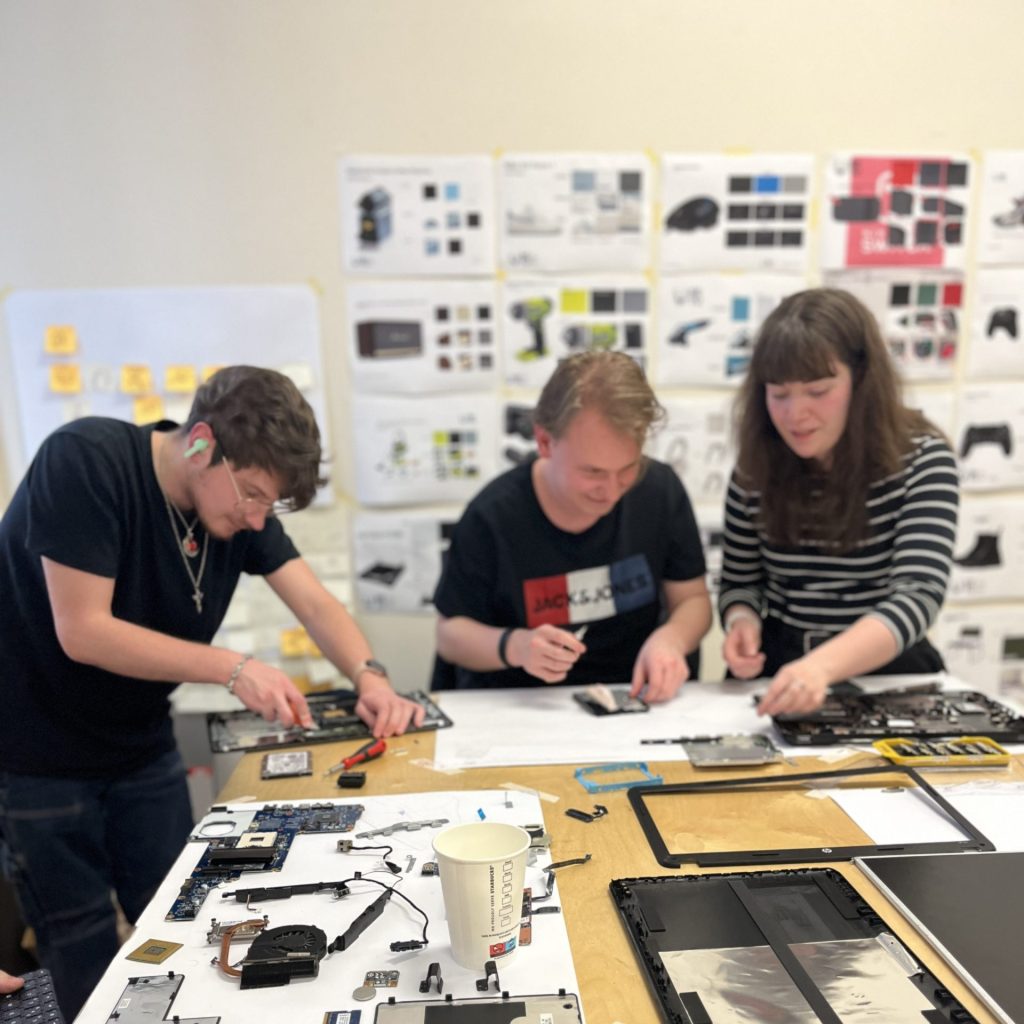 Undergraduate product design student building a physical prototype as part of studio practice at SETU