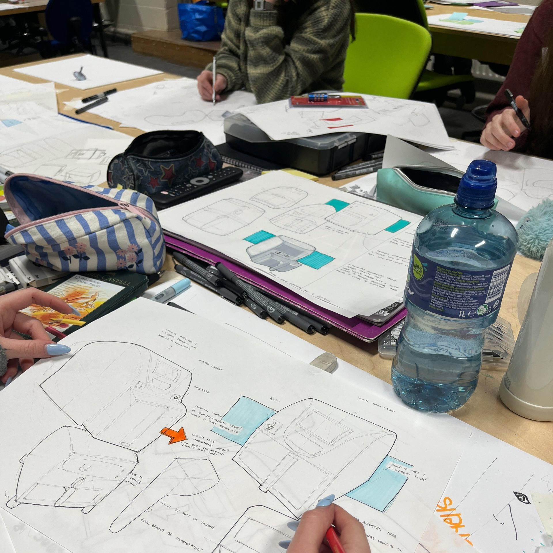 Product design student sketching early concepts during studio-based learning at SETU